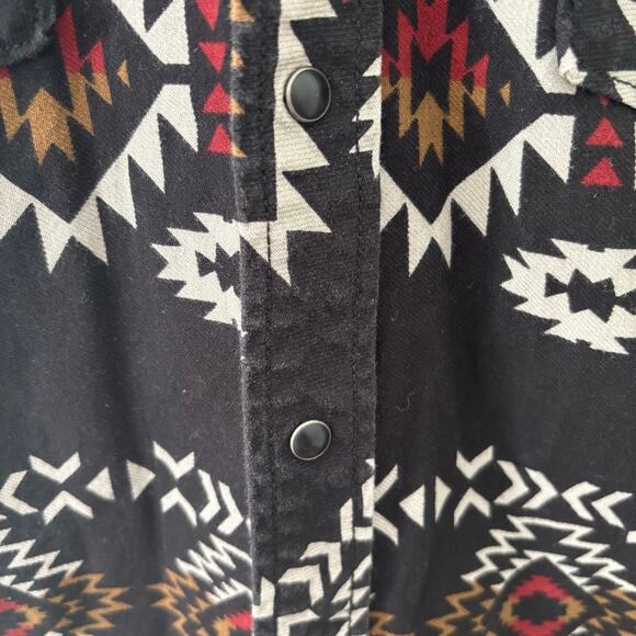 Vintage Roebuck & Co Country Western Aztec Pearl Snap Button Up Fringe Size L - Picture 3 of 7